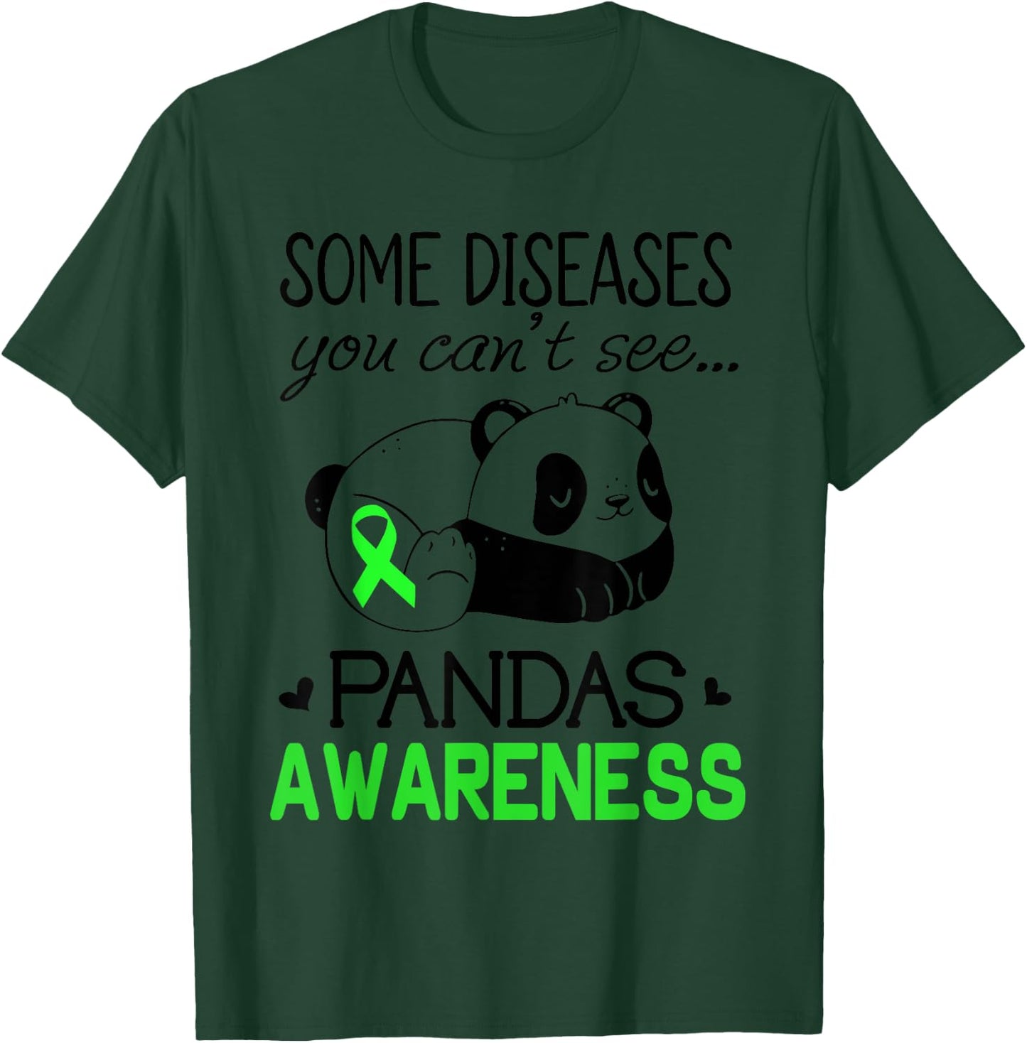 Pandas Pans Awareness Shirt Green Ribbon Pans Disease T-Shirt - T-Shirt | Forest