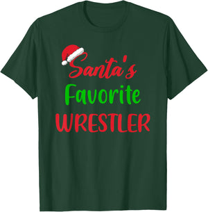 Santas Favorite Wrestler Funny Gift Wrestling Christmas T-Shirt - T-Shirt | Forest