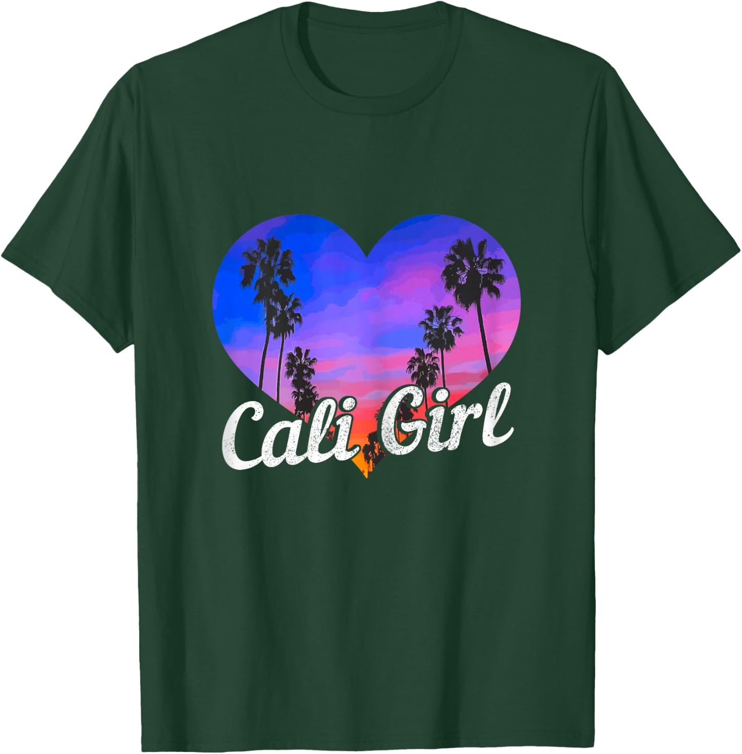 Cali Girl California Heart Retro Vintage Style T-Shirt - T-Shirt | Forest
