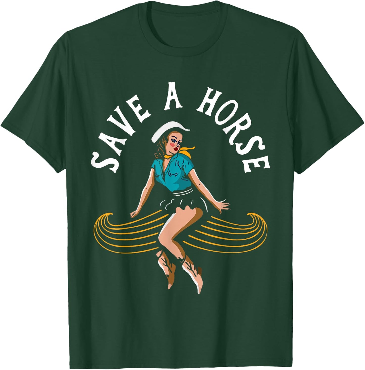 Save A Horse Ride A Mustache - Free Moustache Rides T-Shirt - T-Shirt | Forest