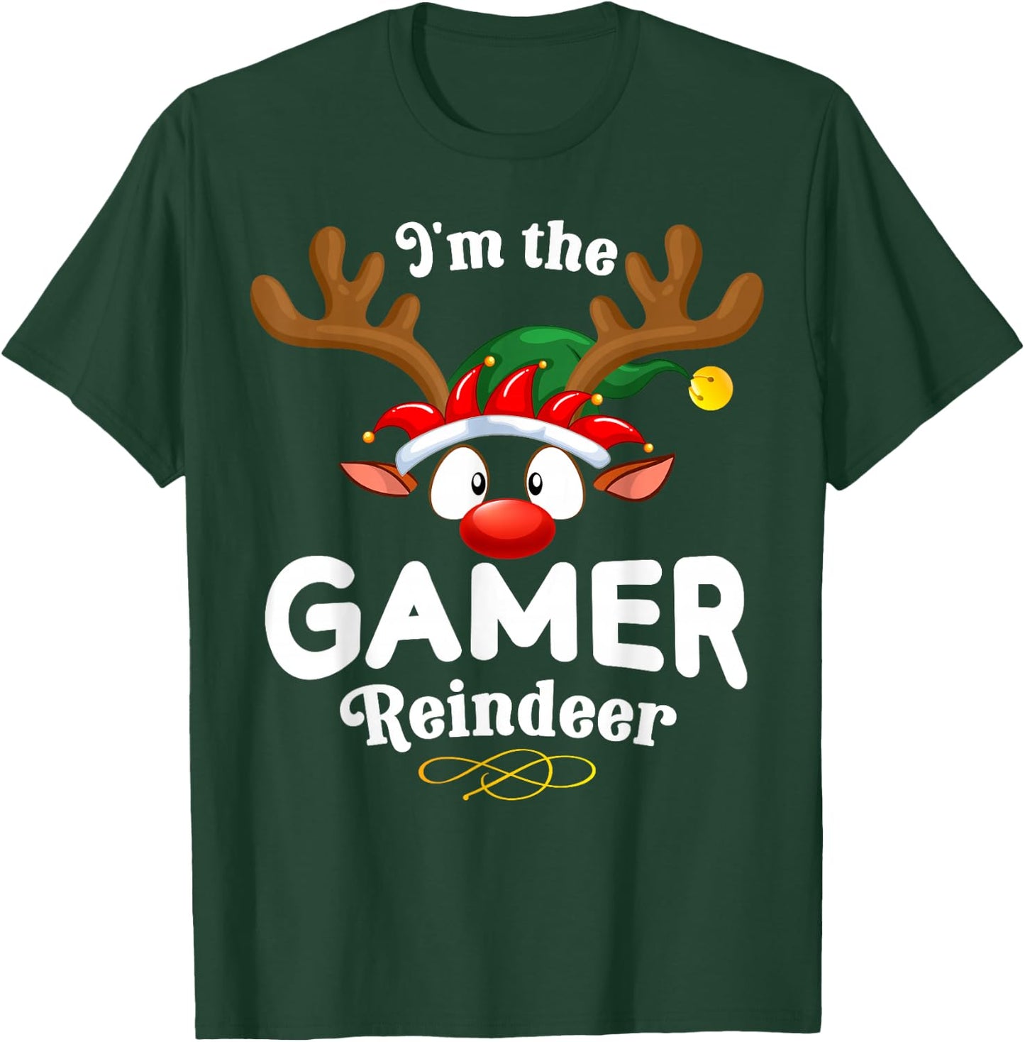 Christmas PJS Gamer XMas Reindeer Matching T-Shirt - T-Shirt | Forest
