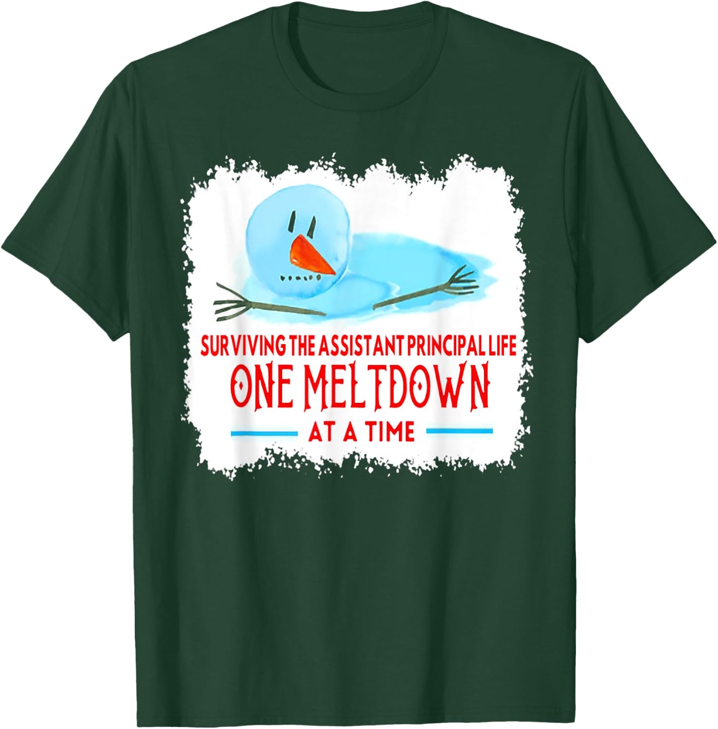 Surviving The Assistant Principal Life Snowman Christmas T-Shirt - T-Shirt | Forest