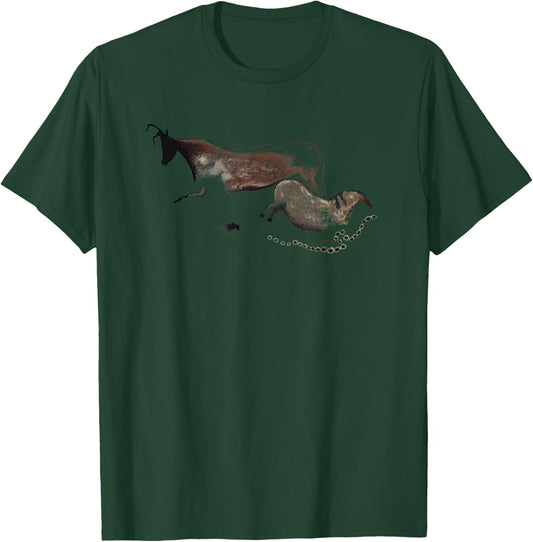 Stone Age Cave Painting of an Ox and Horse from Lascaux T-Shirt - T-Shirt | Forest