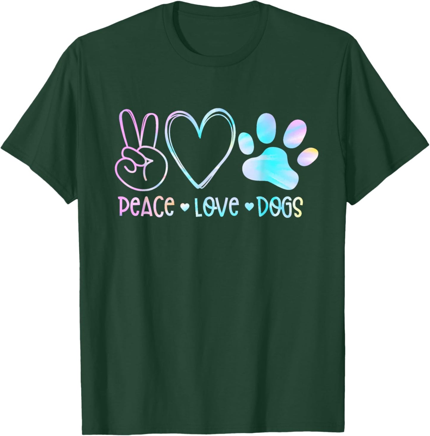Peace Love Rescue Dog Lover Parent Adopted Tie Dye Pet Owner Women Kids T-Shirt - T-Shirt | Forest
