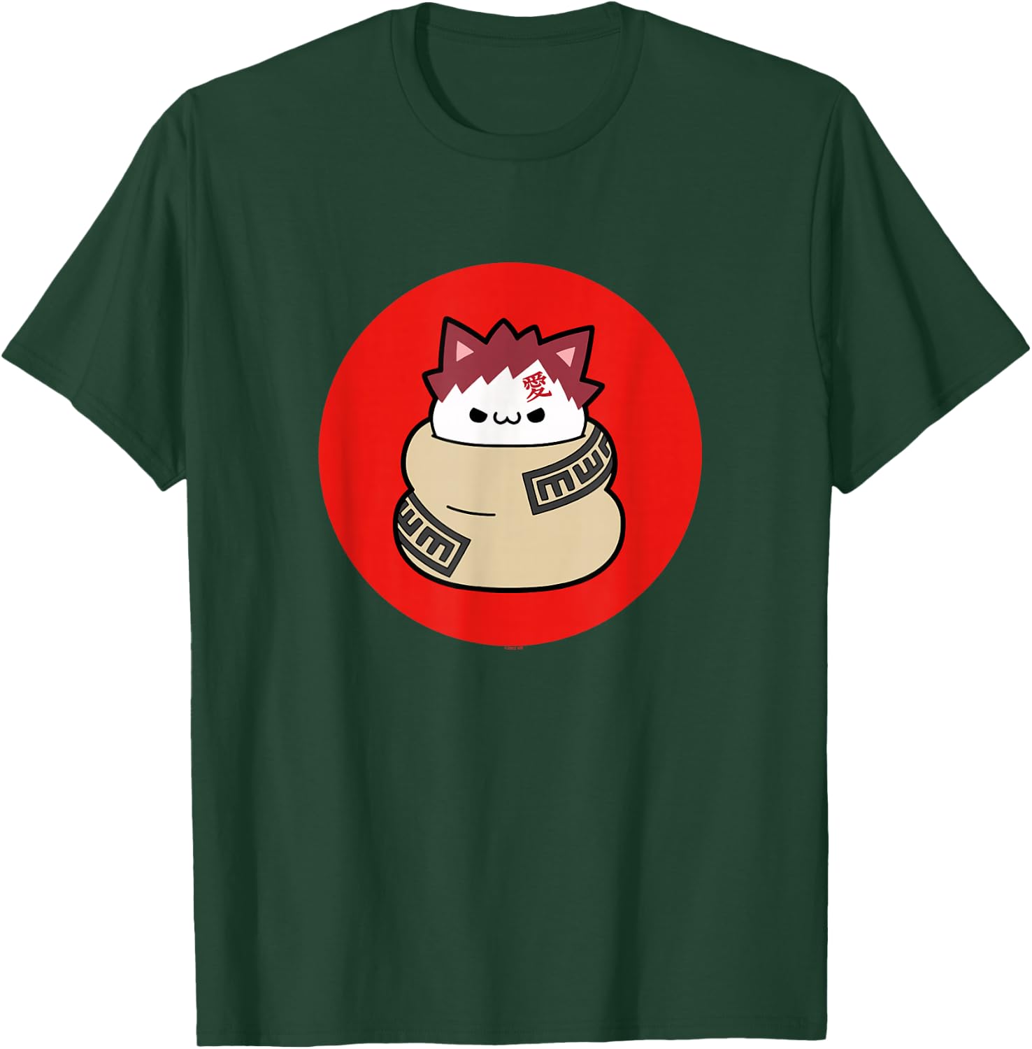 Nyaruto Cute Grumpy Gaara Cat Red Circle Big Chest Portrait T-Shirt - T-Shirt | Forest