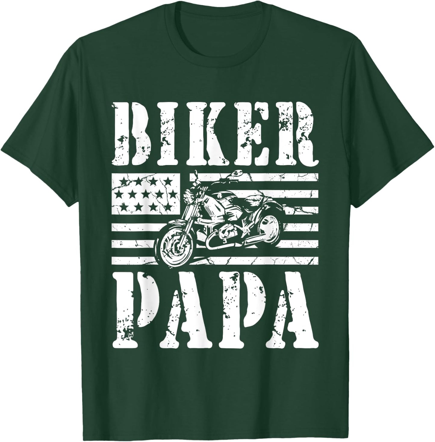 Vintage Papa Biker - Papa Motorcycle T-Shirt - T-Shirt | Forest
