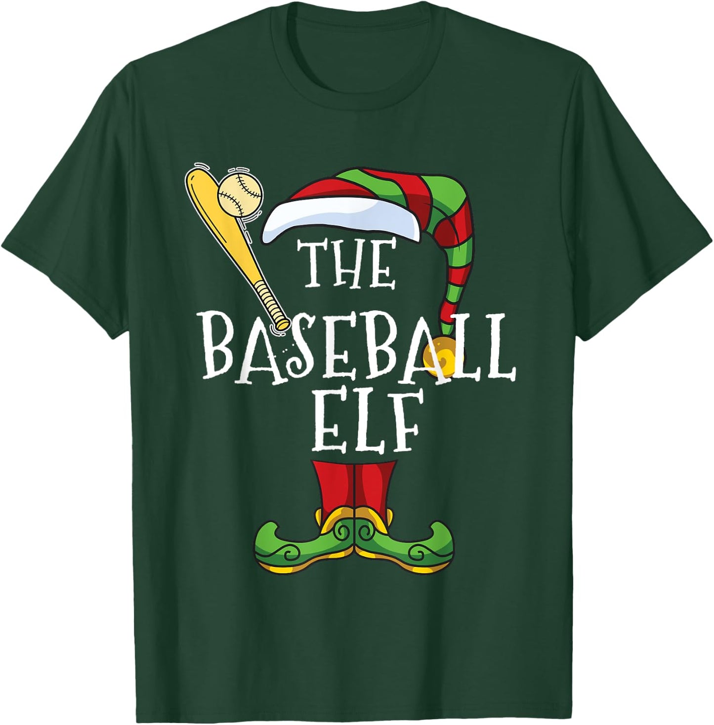 Baseball Elf Lover Christmas Family Matching Funny T-Shirt - T-Shirt | Forest