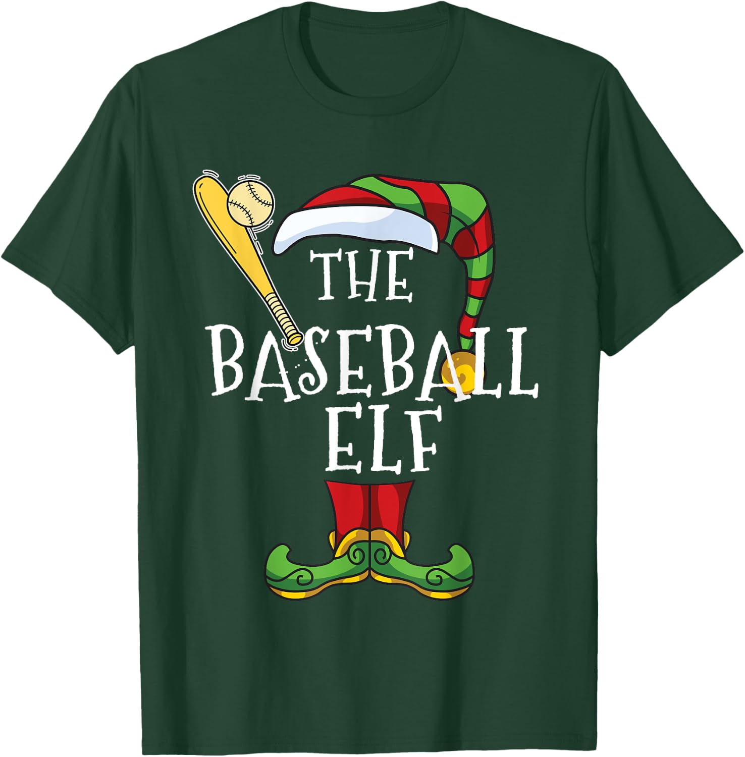 Baseball Elf Lover Christmas Family Matching Funny T-Shirt - T-Shirt | Forest