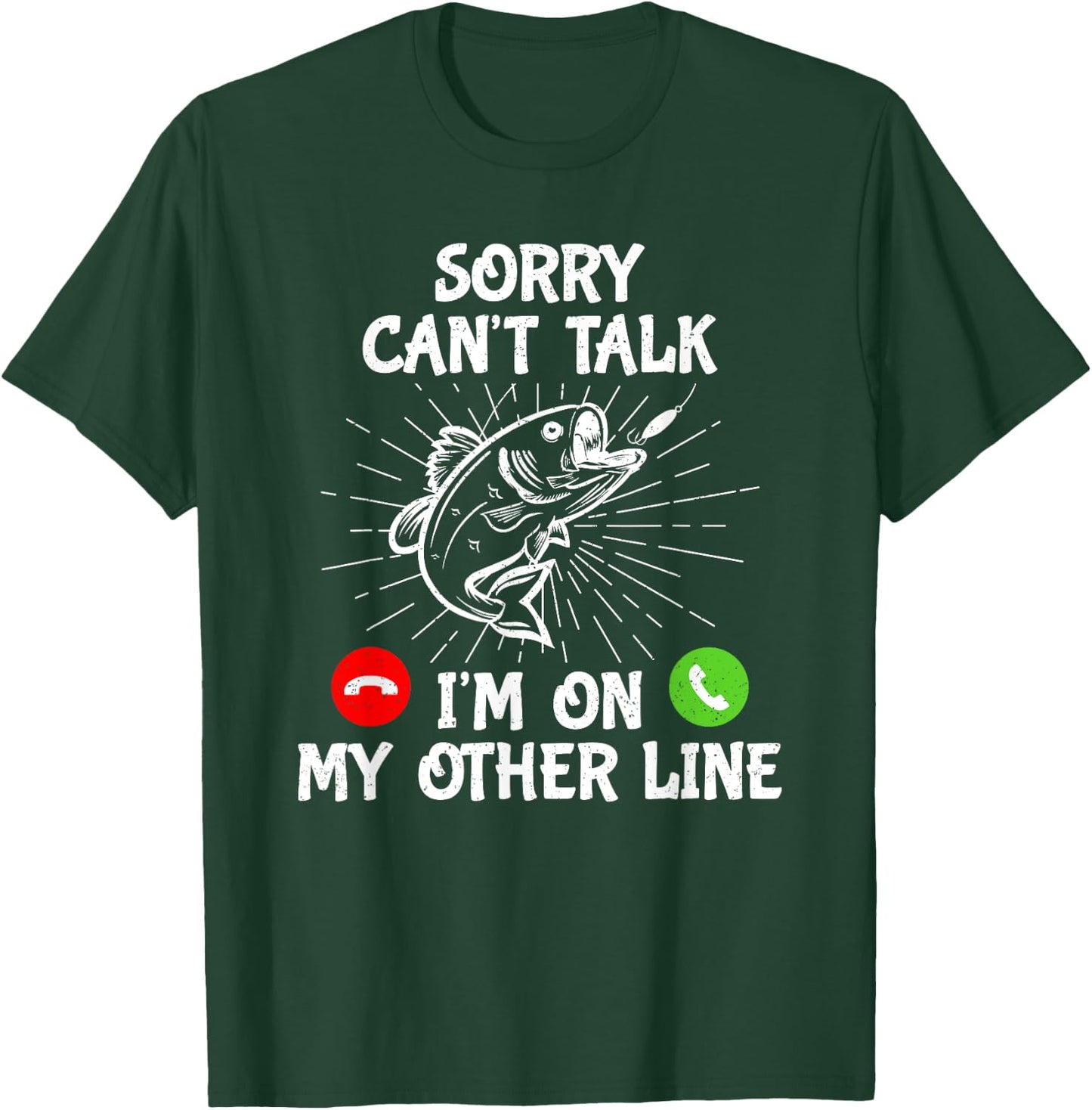 Funny Fishing I'm On My Other Line Fisherman Bass Fishing , Black T-Shirt - T-Shirt | Forest