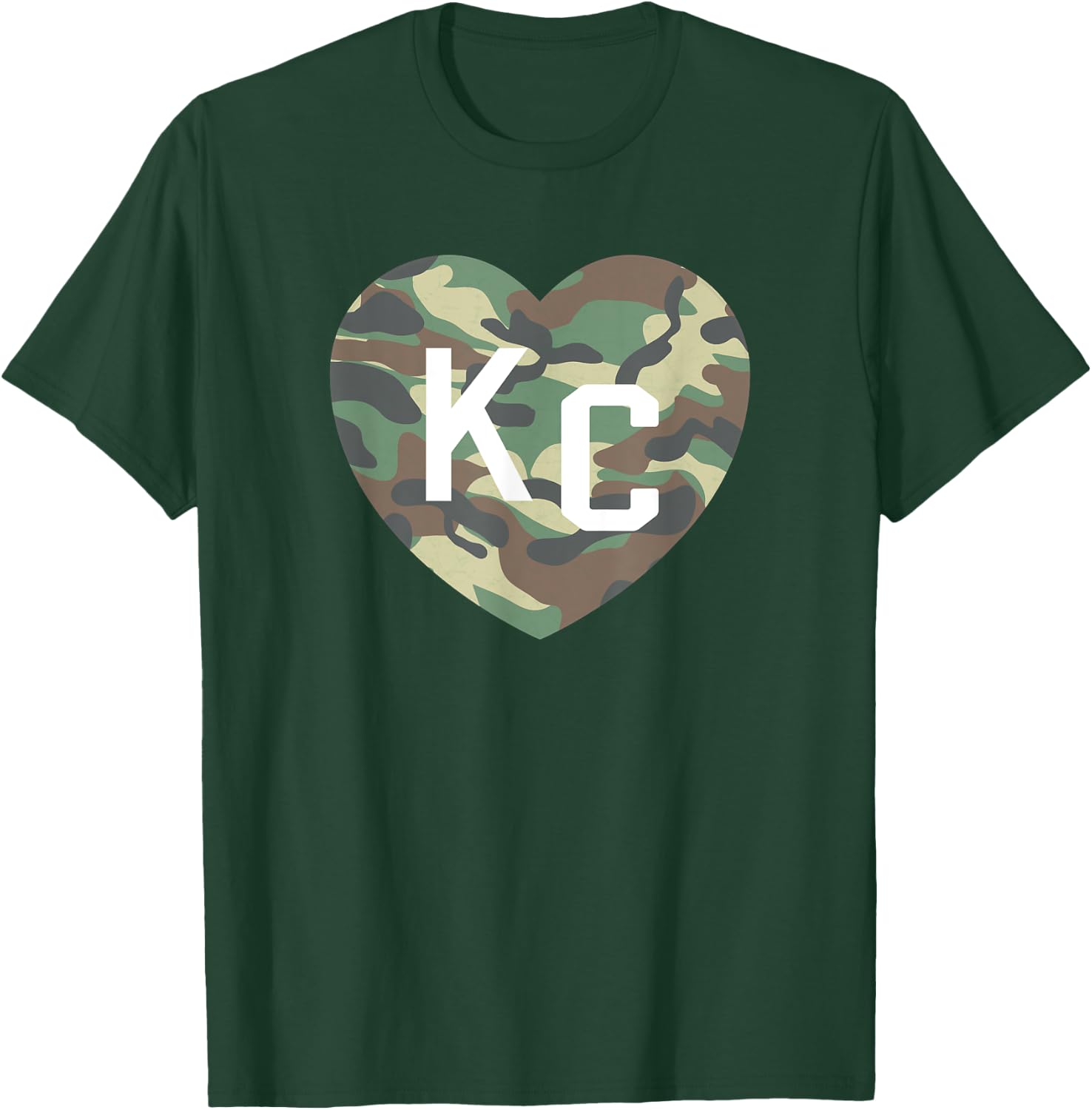 Heart KC Camo Green/Brown Camouflage KC Hearts Kansas City T-Shirt - T-Shirt | Forest