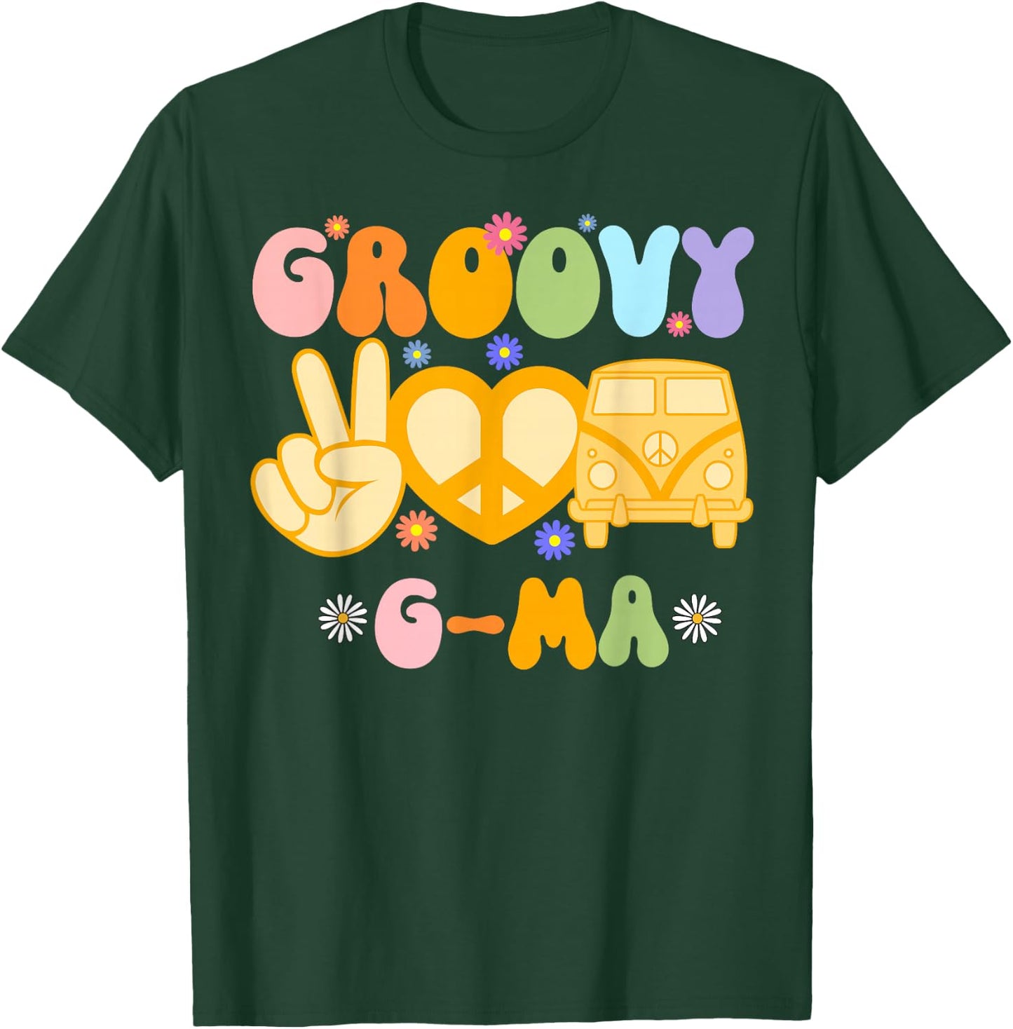 Retro Groovy G-ma Grandma Hippie Family Matching Mothers Day T-Shirt - T-Shirt | Forest