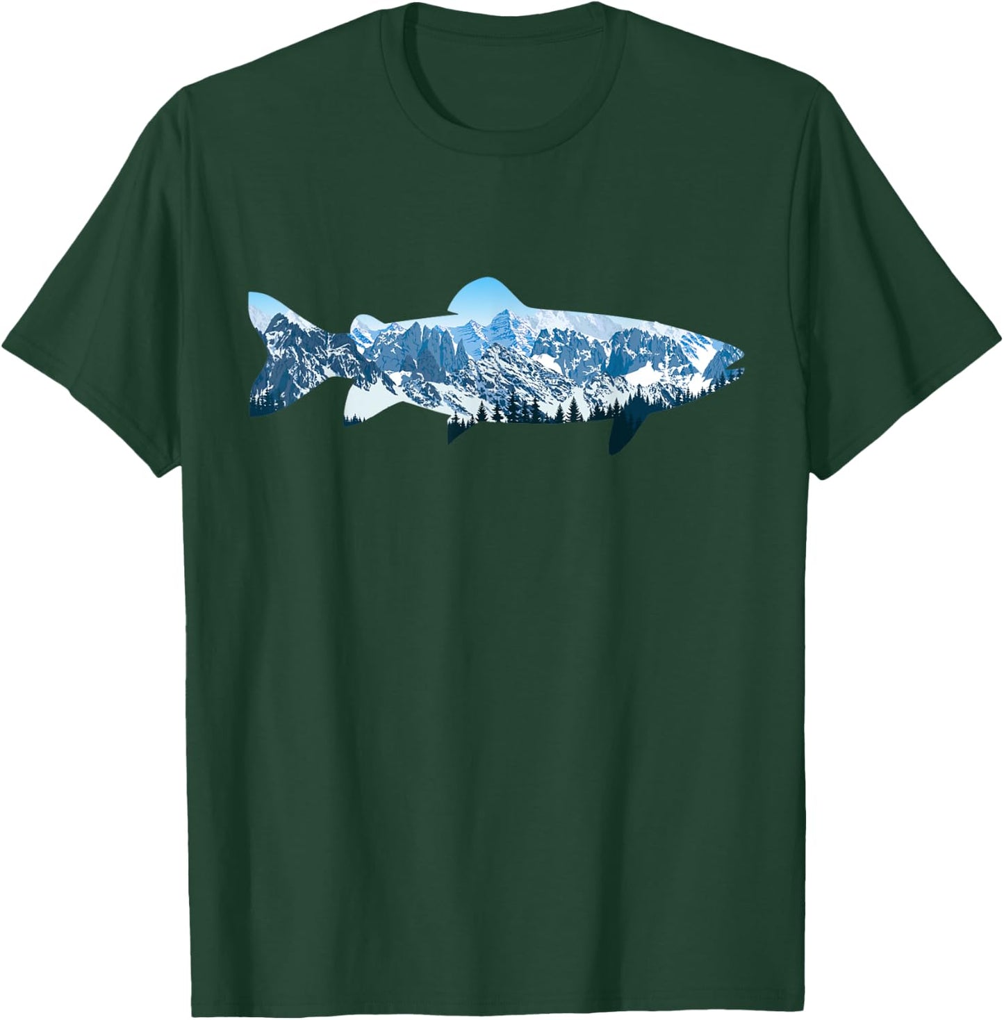 Trout Fly Fishing Outdoor Forest Nature Wildlife Fisherman T-Shirt - T-Shirt | Forest