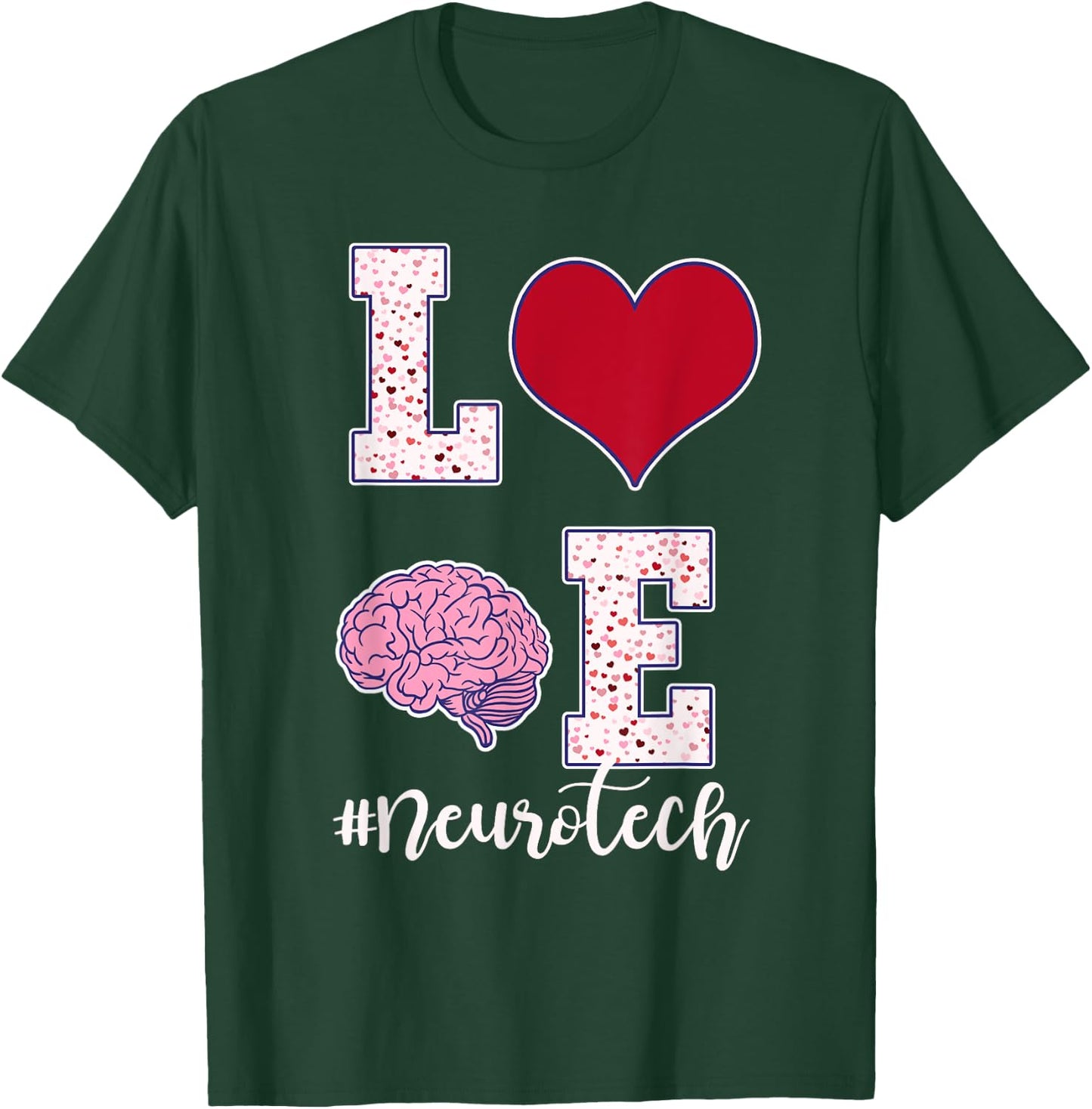 Neuro Tech Valentine's Day Neurology Nursing EEG Brain Waves T-Shirt - T-Shirt | Forest