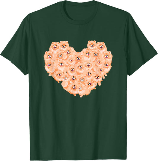 Pomeranian Hearts - Valentine's Day Dog Owner Pet Groomer T-Shirt - T-Shirt | Forest