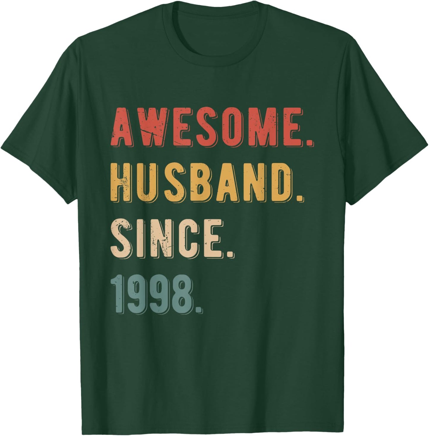 27th Wedding Anniversary Awesome Husband Since 1998 T-Shirt - T-Shirt | Forest