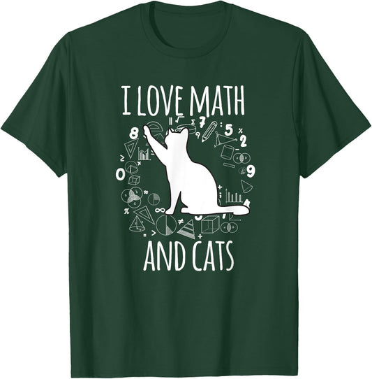 Math Nerd Math Teacher Cat Lover I Love Math And Cats Women T-Shirt - T-Shirt | Forest