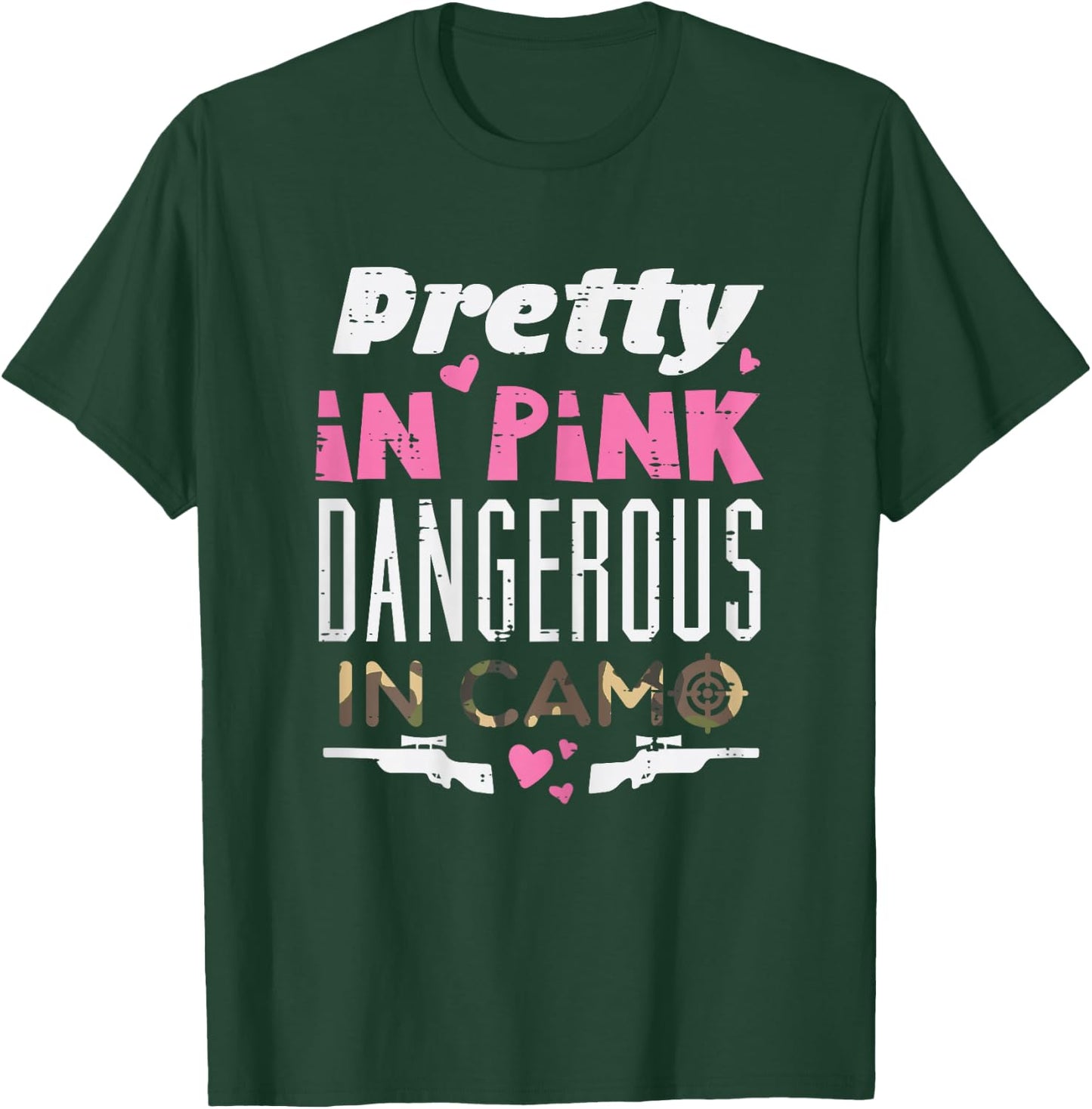 Pretty Pink Dangerous Camo Hunting Hunter Women Girls Kid T-Shirt - T-Shirt | Forest