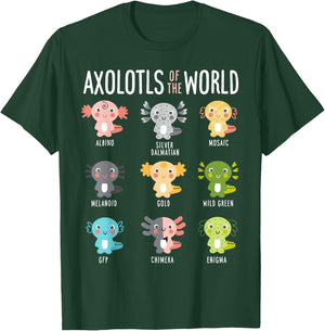 Axolotls Of The World Axolotl Amphibian Animal Lovers Kawaii T-Shirt - T-Shirt | Forest