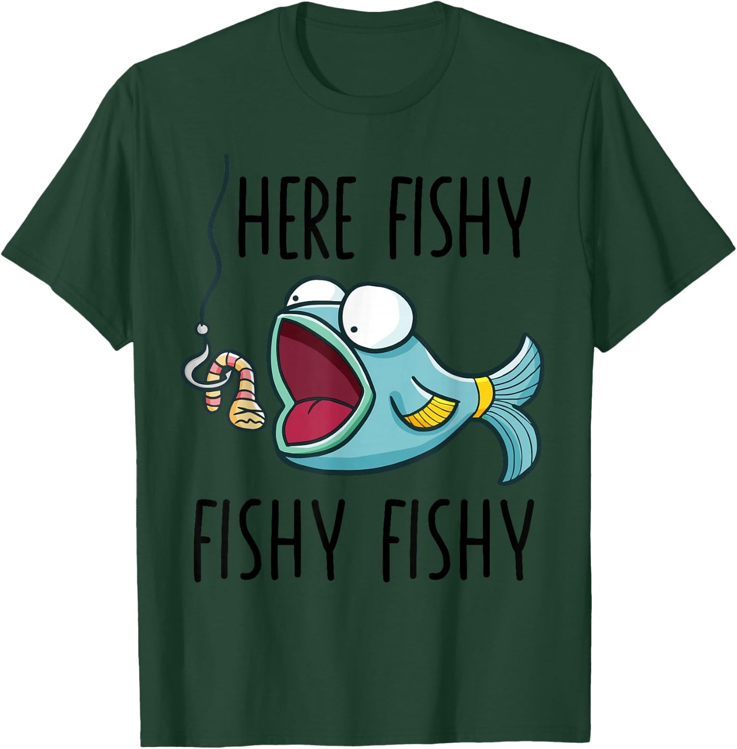 Here-Fishy Shirt Kids Toddler Girls Cute Fish Funny Fishing T-Shirt - T-Shirt | Forest
