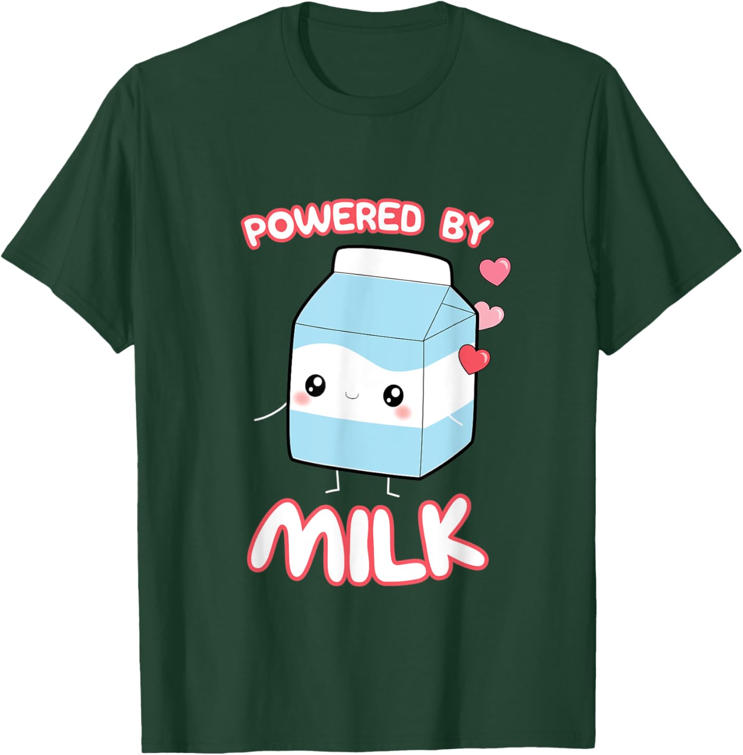 Powered By Milk, Kawaii Milk Otaku Top T-Shirt - T-Shirt | Forest