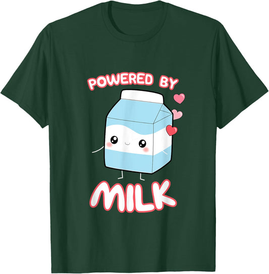 Powered By Milk, Kawaii Milk Otaku Top T-Shirt - T-Shirt | Forest