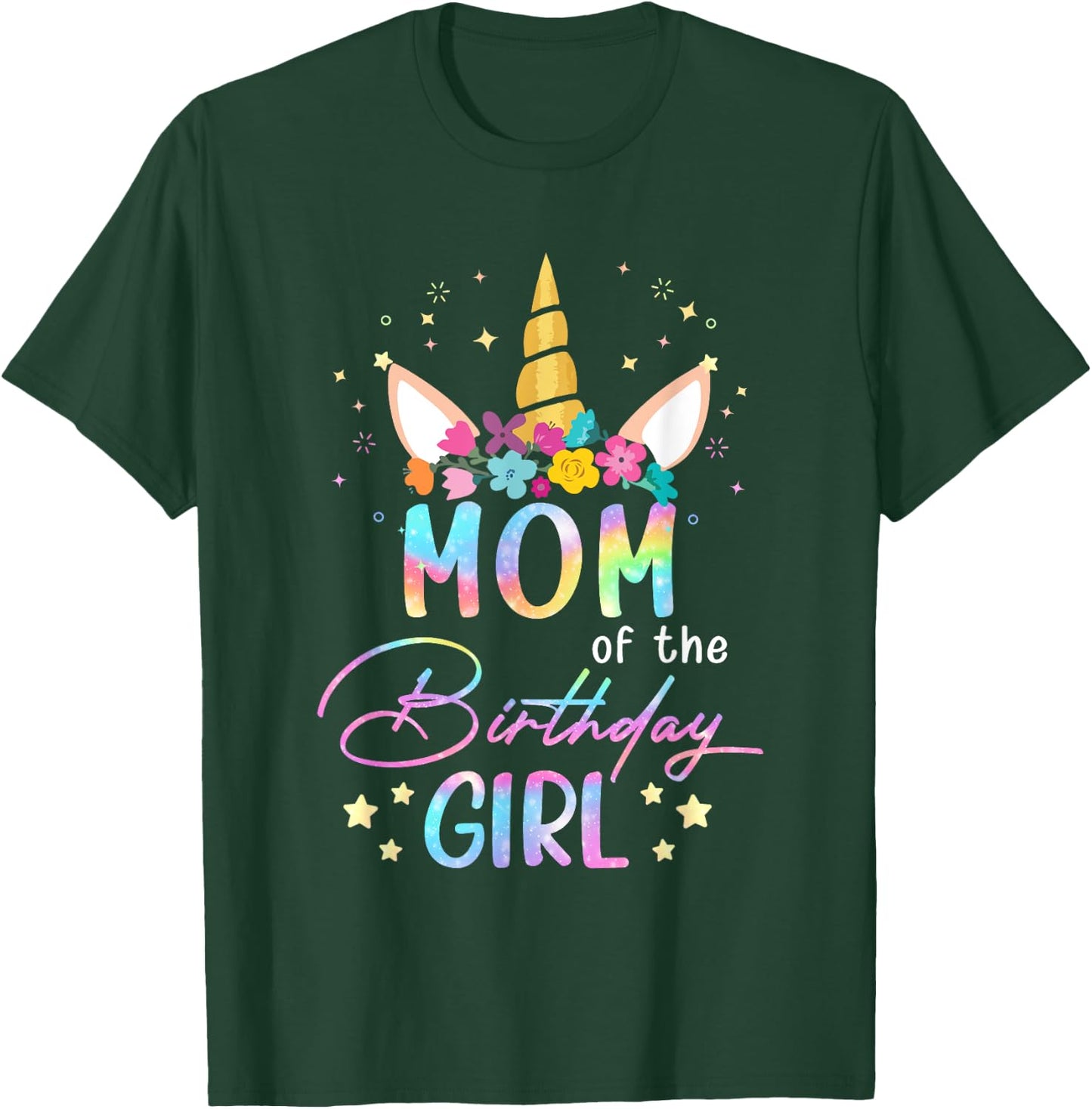 Unicorn Mom Of The Birthday Girl Unicorn Flower Birthday T-Shirt - T-Shirt | Forest