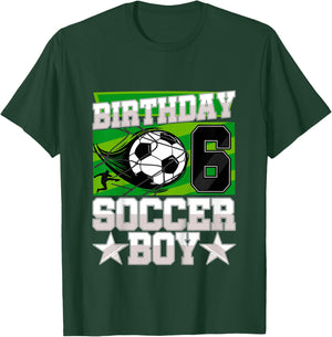 Football Birthday Party - 6th Birthday Boy 6 Years Old T-Shirt - T-Shirt | Forest