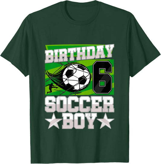 Football Birthday Party - 6th Birthday Boy 6 Years Old T-Shirt - T-Shirt | Forest