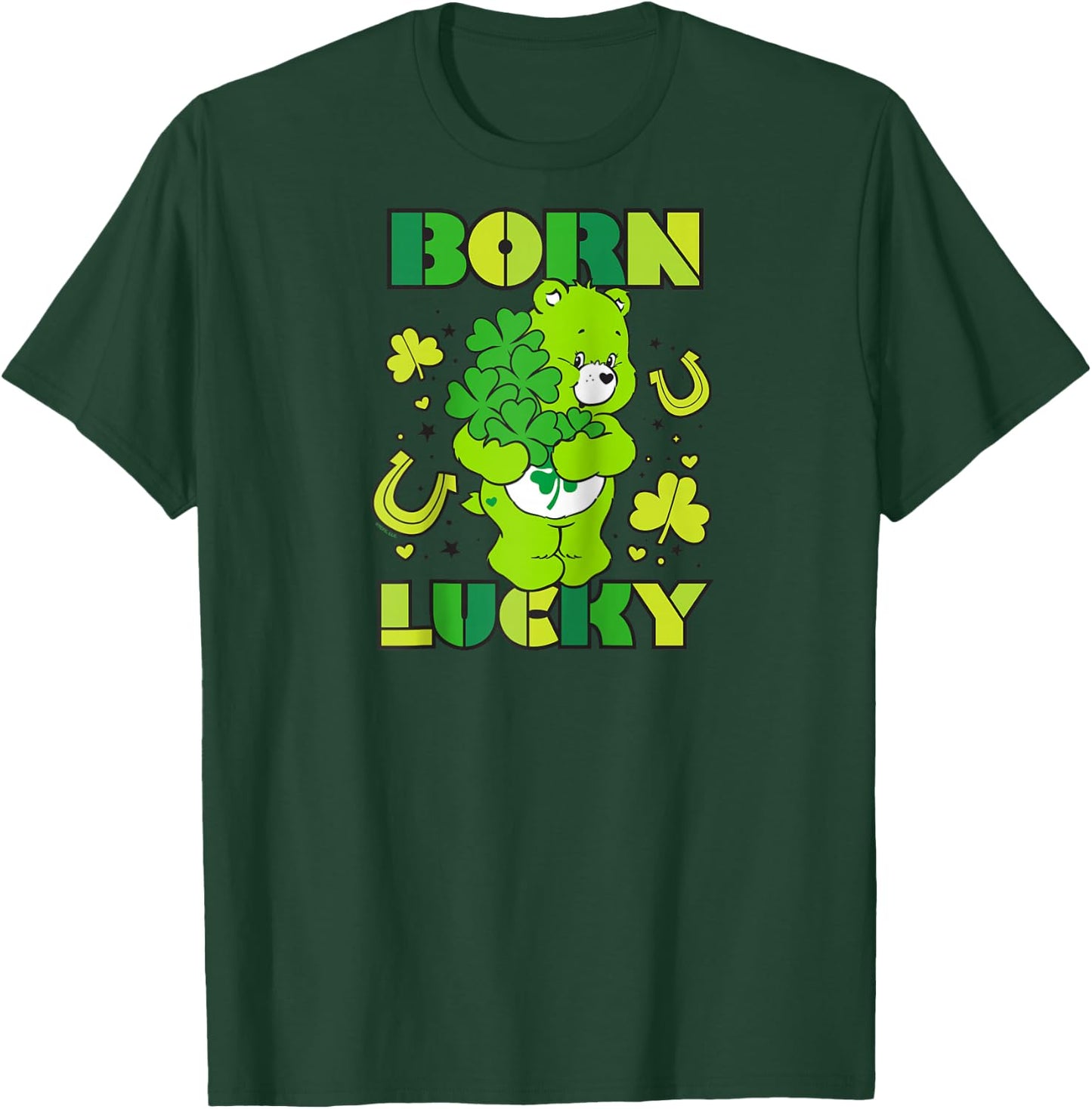 Care Bears Born Lucky Good Luck Bear Raglan Baseball T-Shirt - T-Shirt | Forest