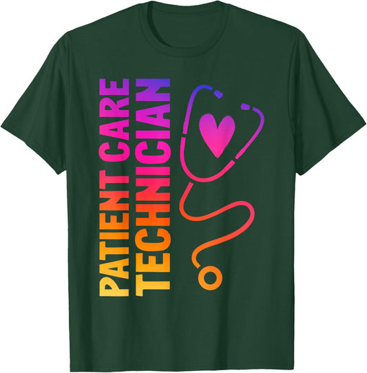 Cute Patient Care Technician Heart Stethoscope T-Shirt - T-Shirt | Forest