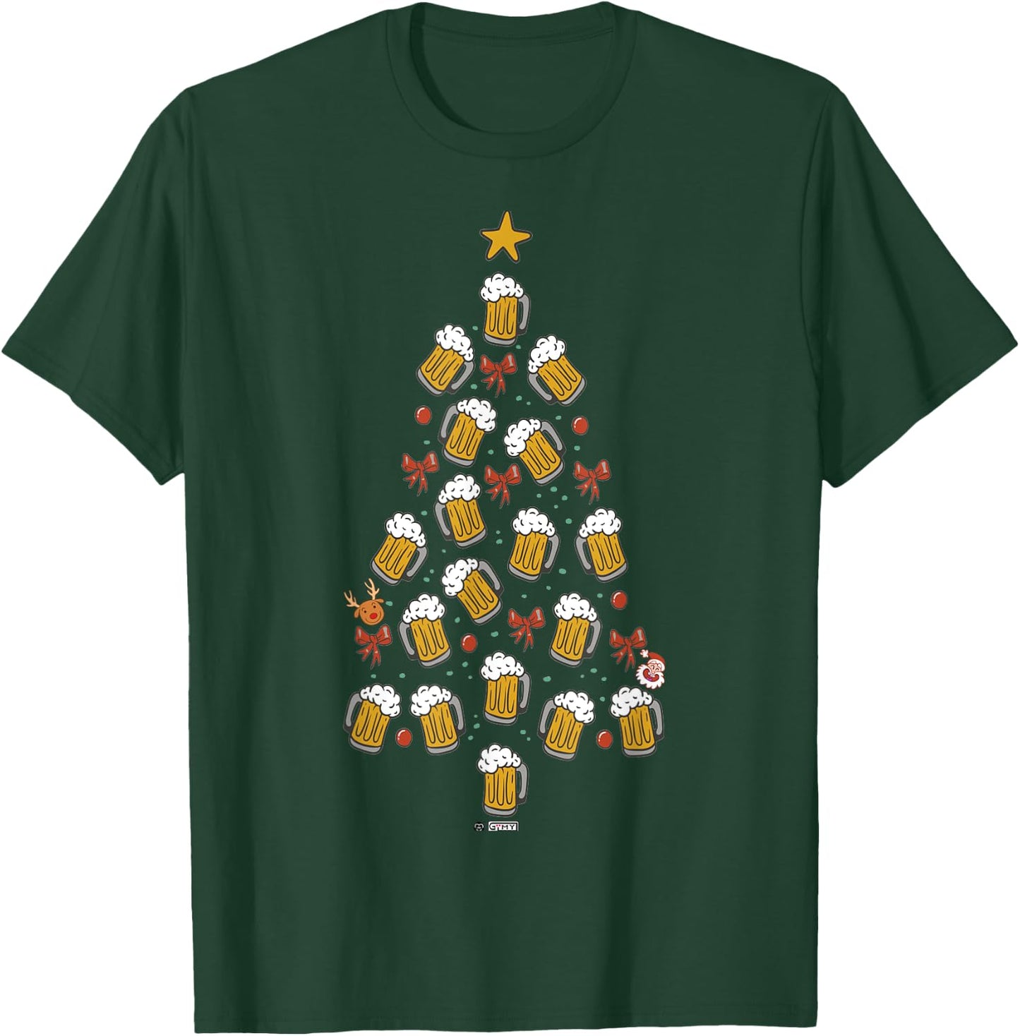 Beer Christmas Tree For Dad, Beer Christmas Men T-Shirt - T-Shirt | Forest