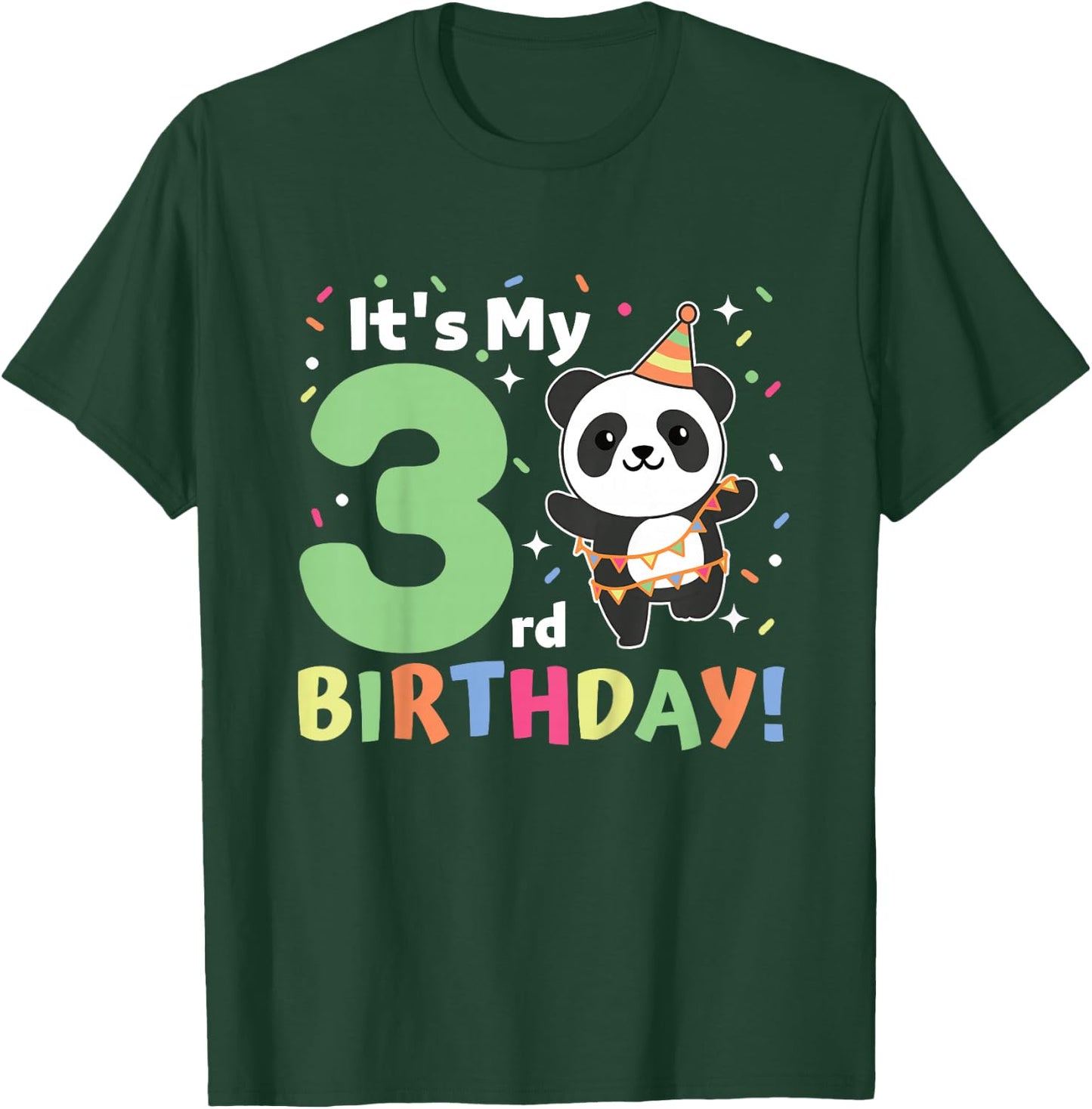 Panda 3rd Birthday For Kids Three Years Old Panda T-Shirt - T-Shirt | Forest