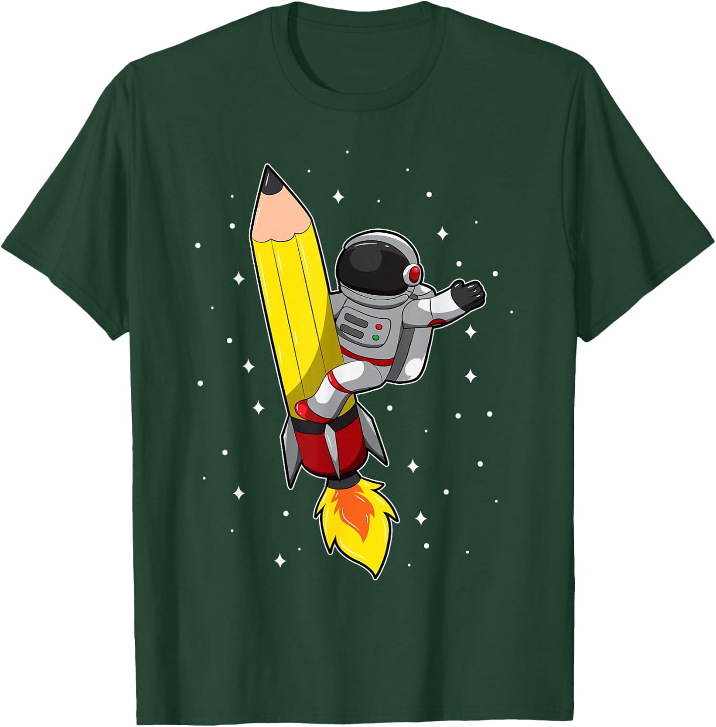 Back To School Astronaut Pencil Rocket Space Funny Kids T-Shirt - T-Shirt | Forest