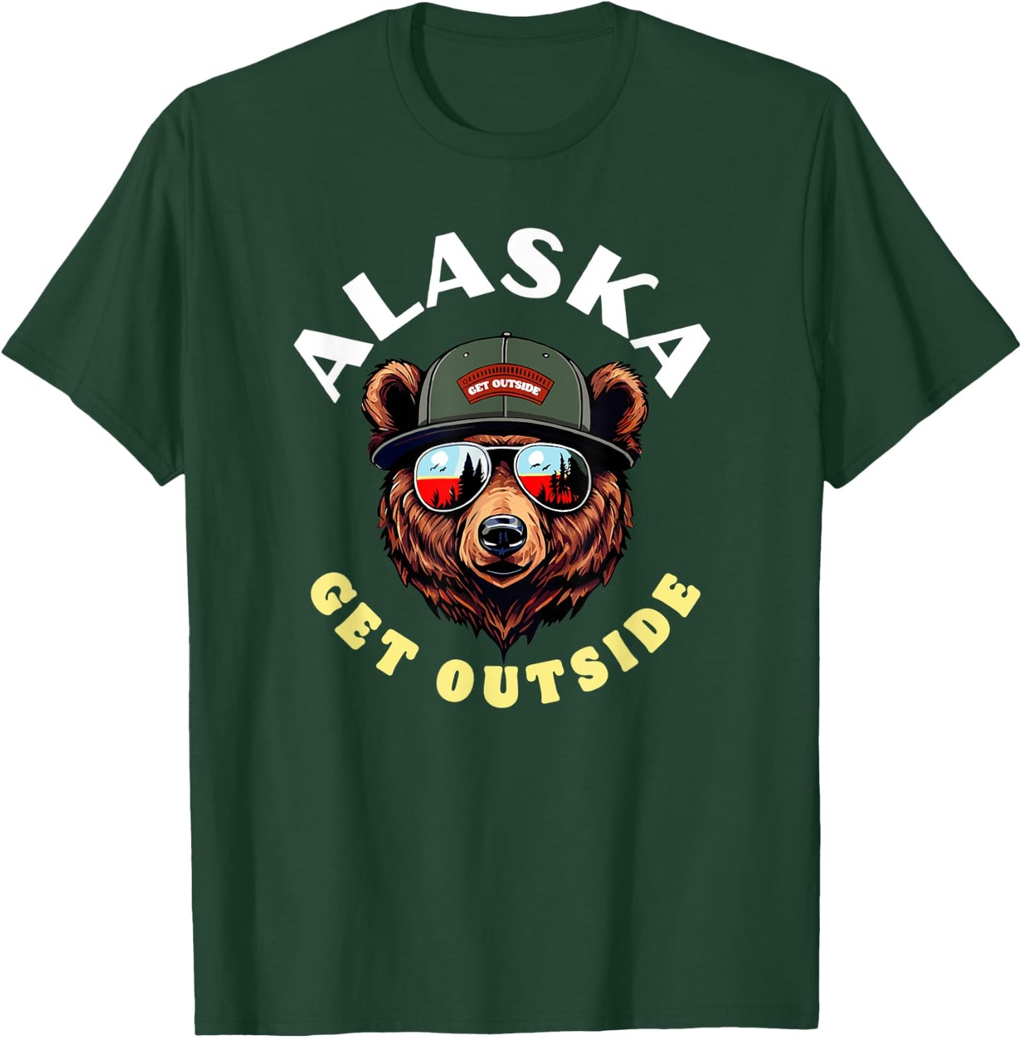 Alaska Hipster Bear Illustration Get Outside! Nature T-Shirt - T-Shirt | Forest