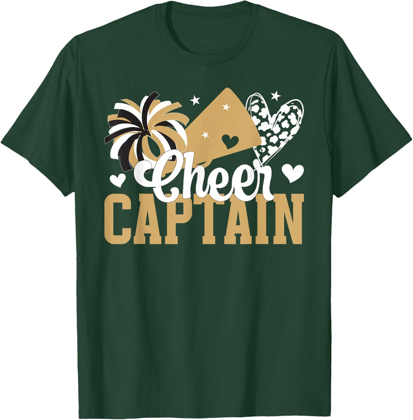 Cheer Captain Heart Cheerleader Captain T-Shirt - T-Shirt | Forest
