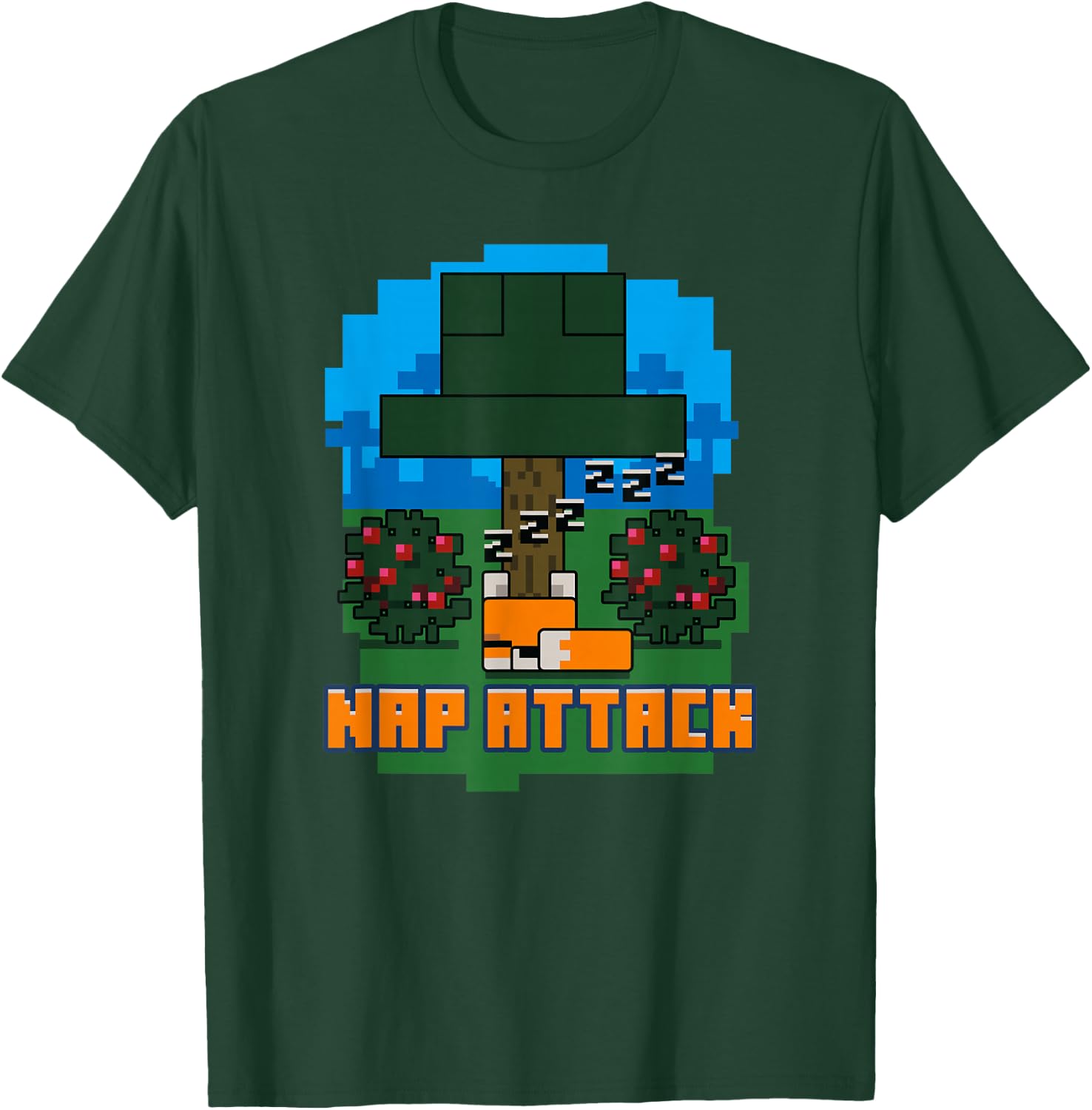 Minecraft Fox Sleeping Nap Attack Poster T-Shirt - T-Shirt | Forest