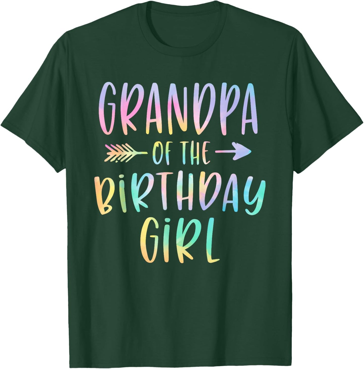 Grandpa of the Birthday Girl Tie Dye Colorful Bday T-Shirt - T-Shirt | Forest