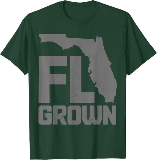 Florida FL Grown State Map Pride Vintage T-Shirt - T-Shirt | Forest