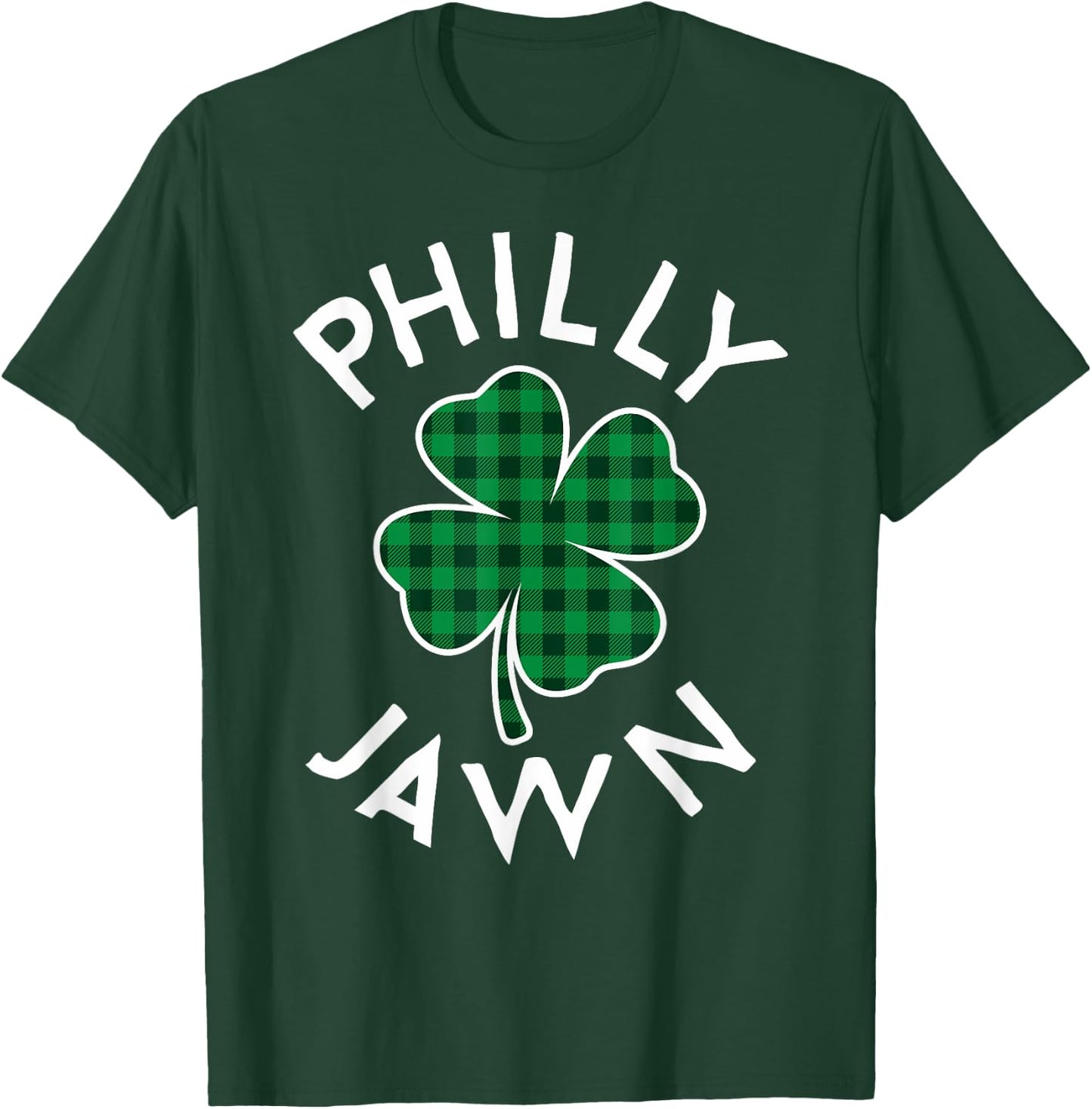 Philly Jawn Philadelphia Plaid Lucky Clover St Patrick's Day T-Shirt - T-Shirt | Forest