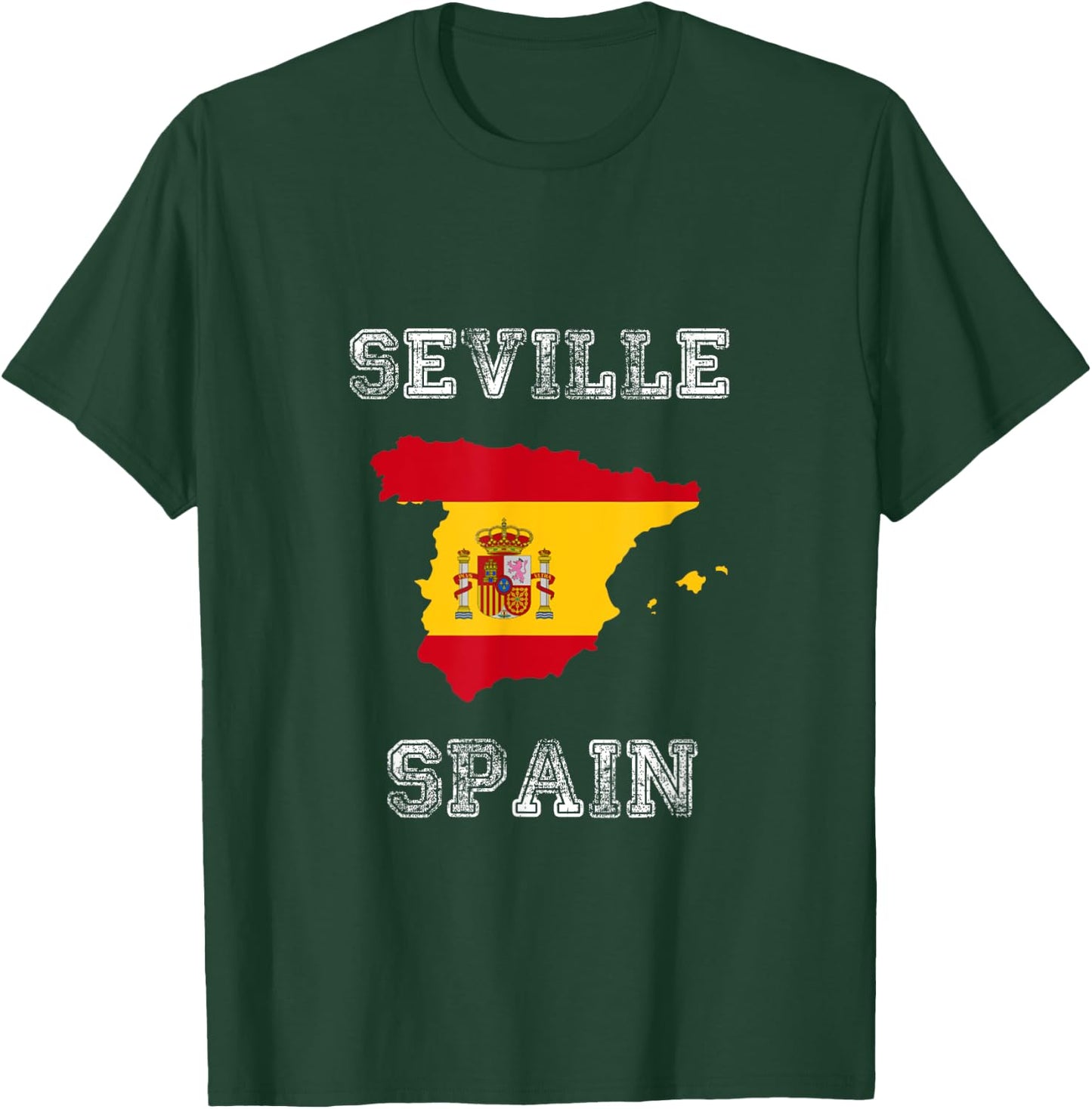 Retro Seville Spain Distressed Spain Flag T-Shirt - T-Shirt | Forest