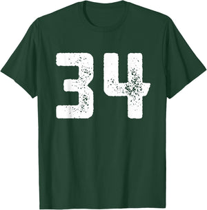 Number 34 Years Anniversary Sports Team Player T-Shirt - T-Shirt | Forest