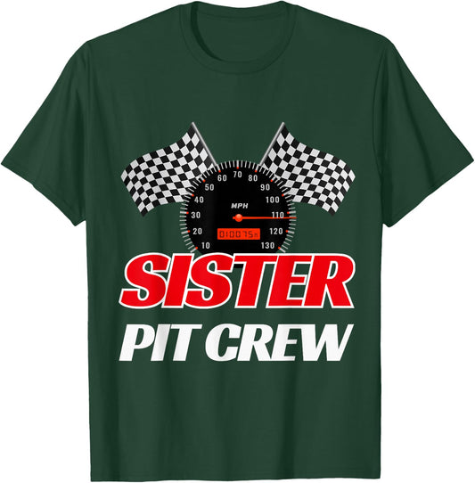 Sister Pit Crew Race Car Birthday Party Racing T-Shirt - T-Shirt | Forest