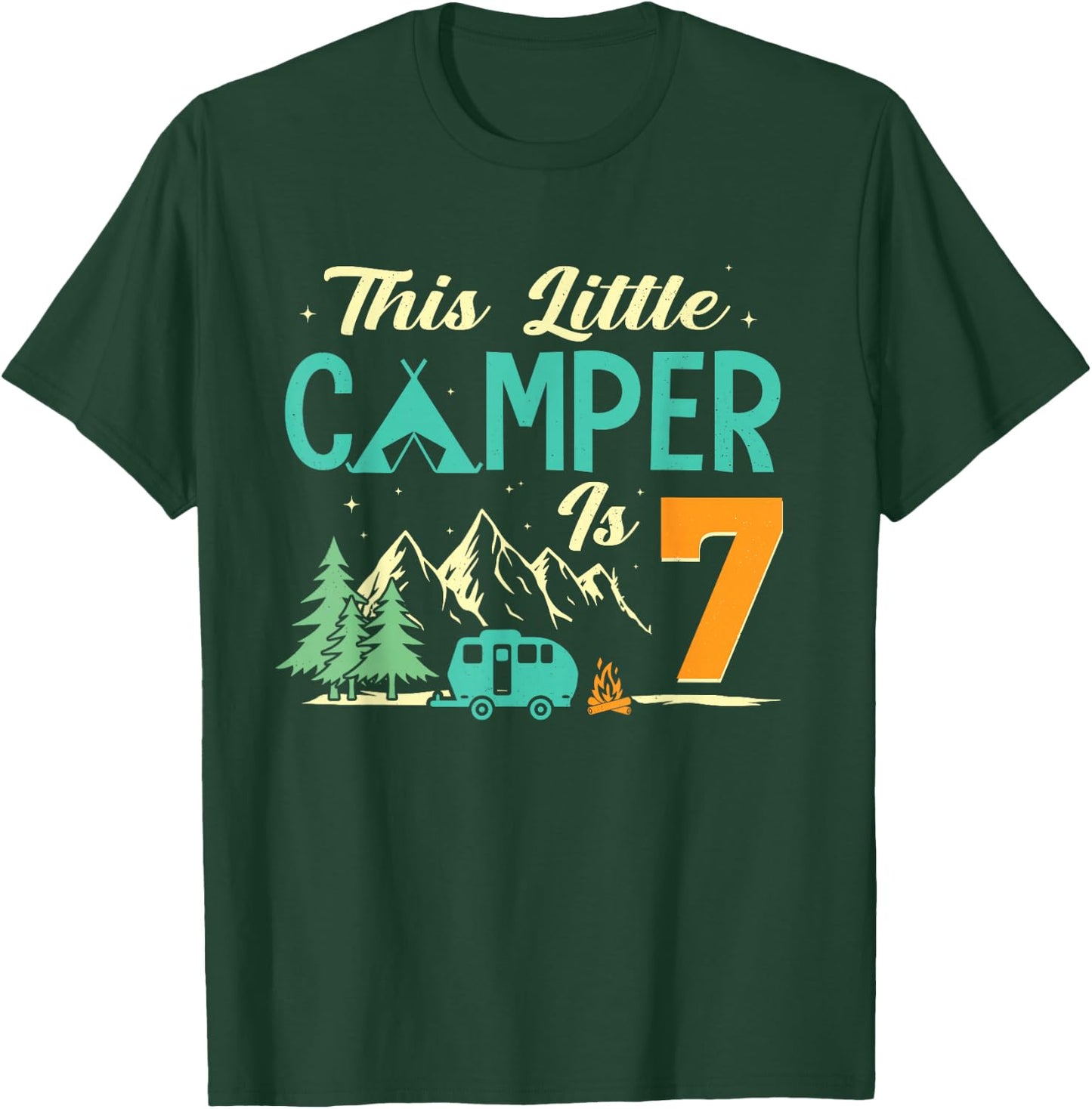 This Little Camper Is 7 Camp Lover 7th Camping Birthday T-Shirt - T-Shirt | Forest
