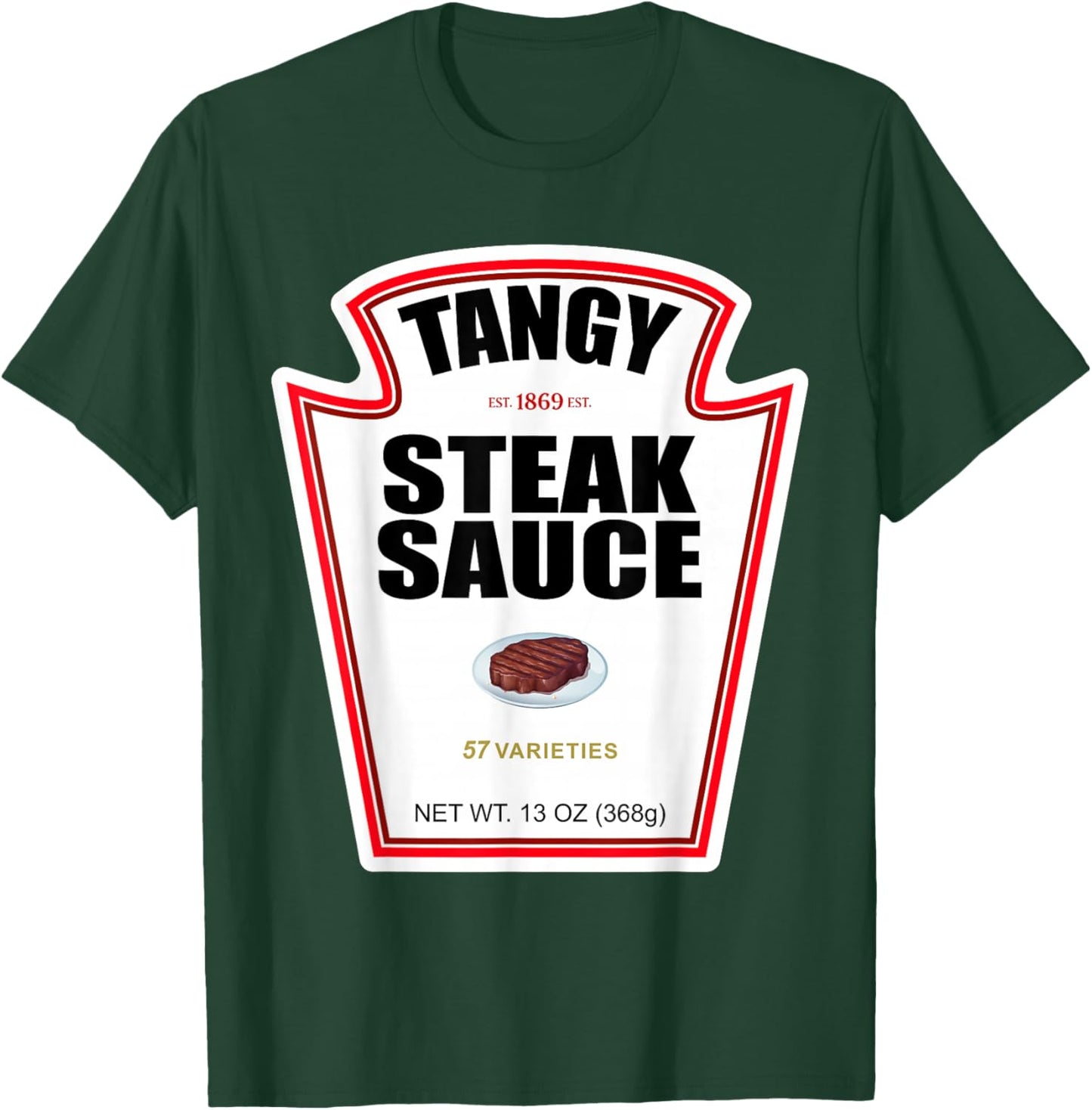 Steak Sauce Bottle Label Funny Halloween Costume Outfit T-Shirt - T-Shirt | Forest