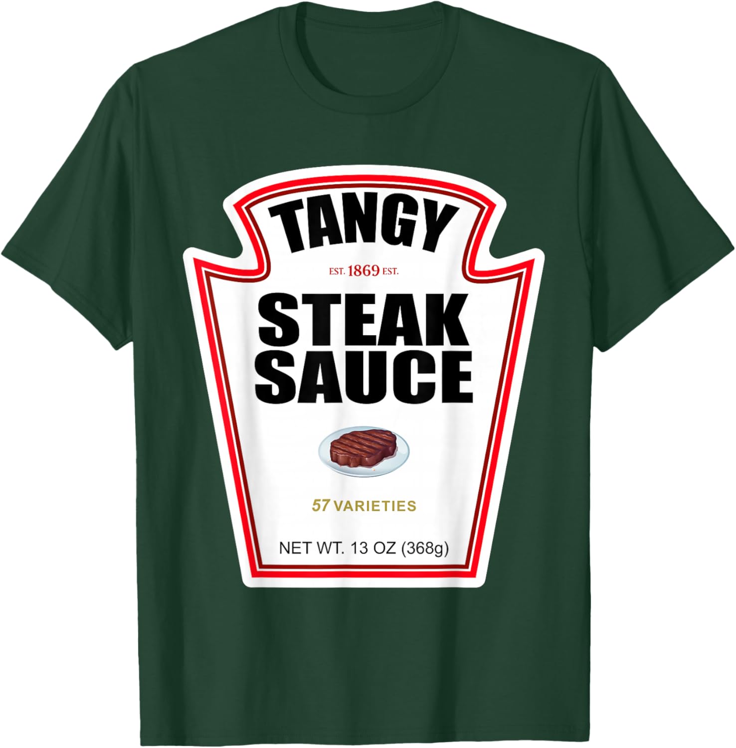 Steak Sauce Bottle Label Funny Halloween Costume Outfit T-Shirt - T-Shirt | Forest