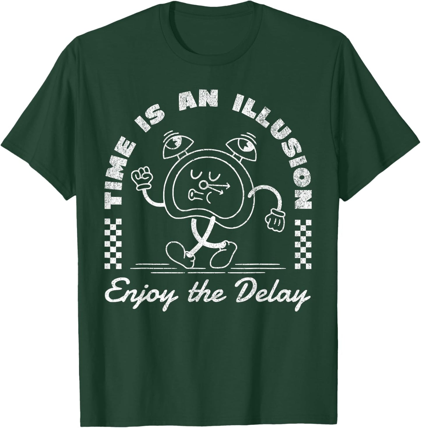 Time is an illusion funny sarcastic retro cartoon clock cute T-Shirt - T-Shirt | Forest