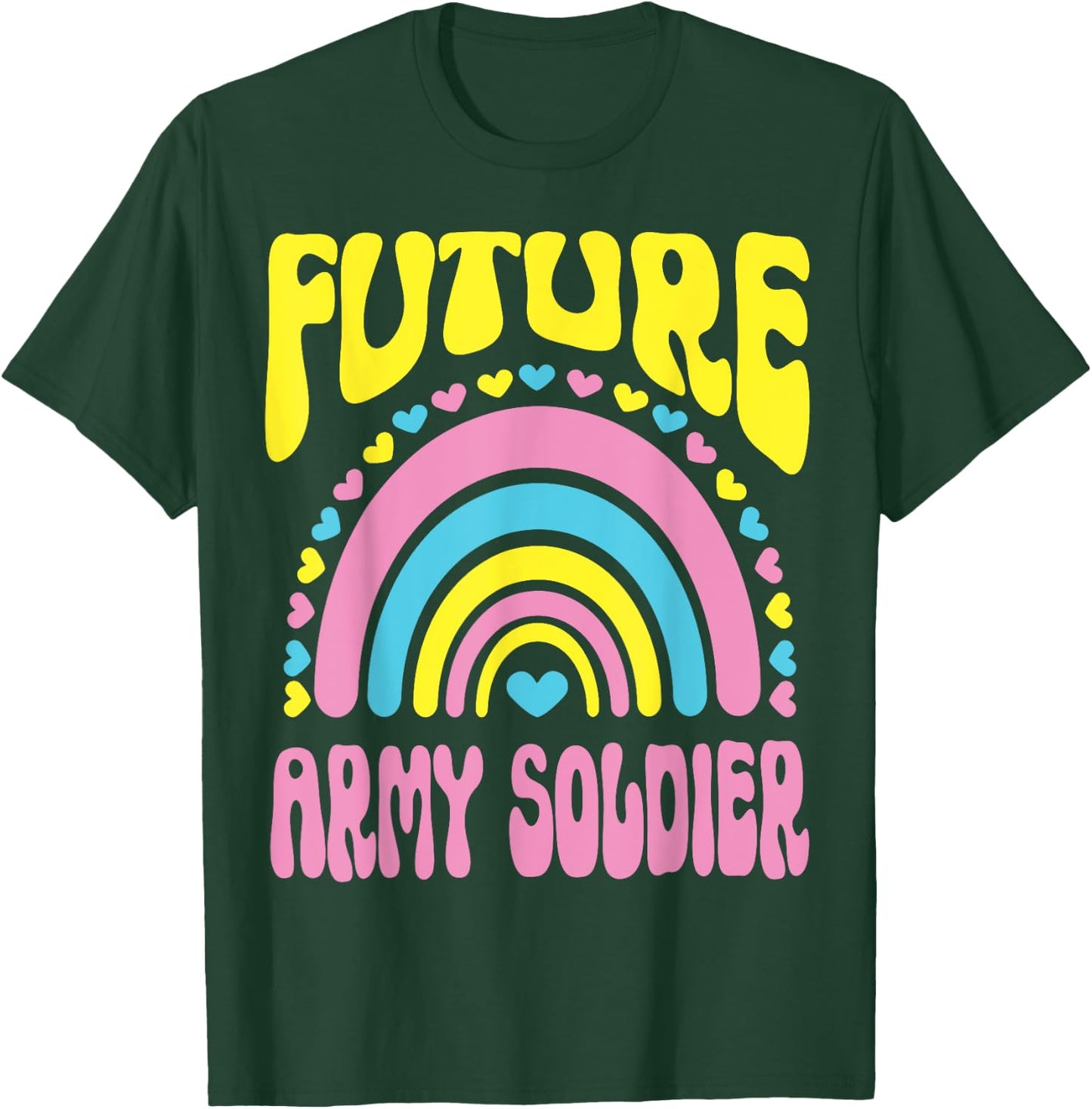 Future Army Soldier Bright Retro Rainbow Occupation T-Shirt - T-Shirt | Forest