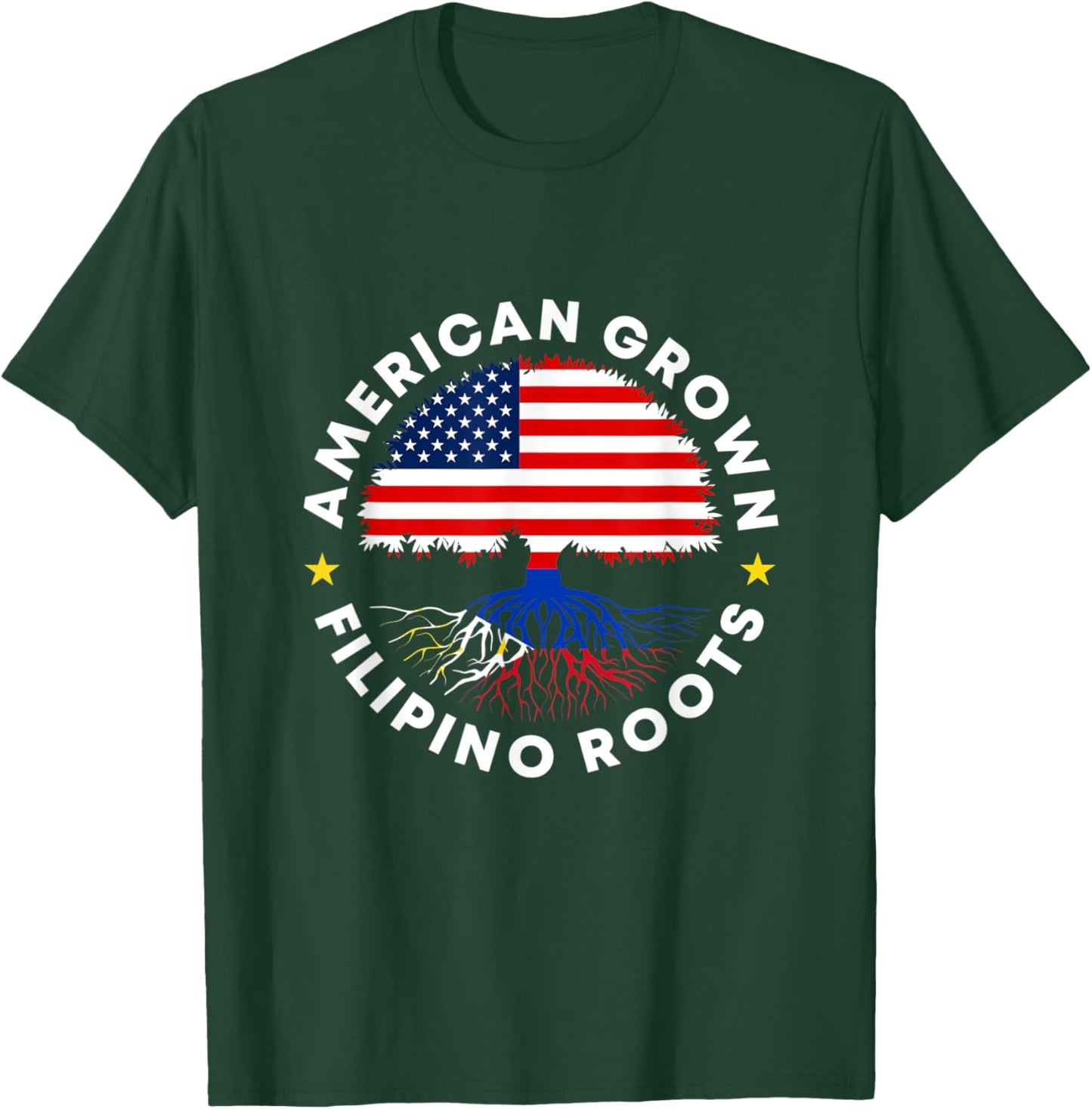 American Grown Filipino Roots Philippine US Flag Tree Pinoy T-Shirt - T-Shirt | Forest