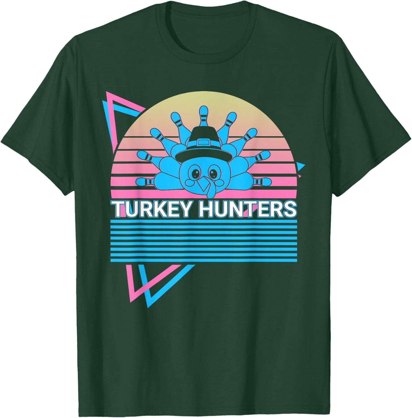 Funny Bowling Bowler Retro Turkey Hunters T-Shirt - T-Shirt | Forest