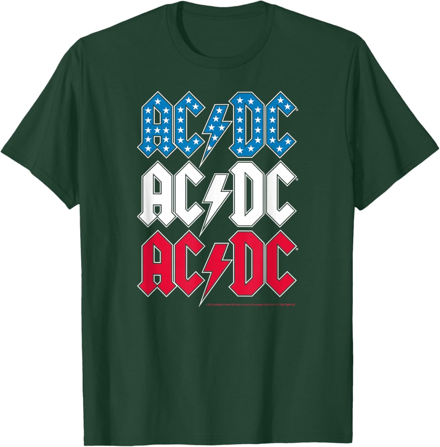 ACDC - Red White Blue Americana Stacked Logo T-Shirt - T-Shirt | Forest